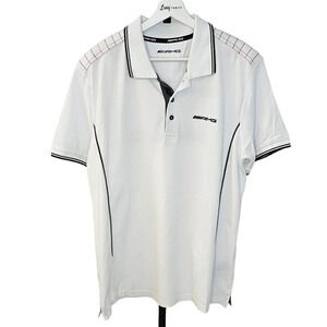Mercedes AMG  Short Sleeve Polo Shirt Size XL White Racing